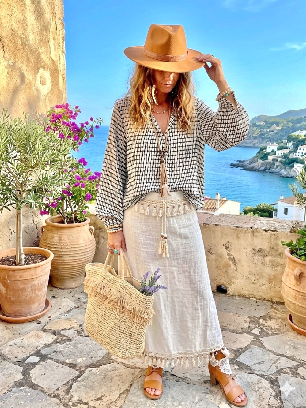 Trendy Zara Black & White Geometric Button-Up Blouse/cover up resort vacay vibe